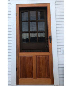 Model SD70 Wood Security Screen Door, in Mahogany, Stained