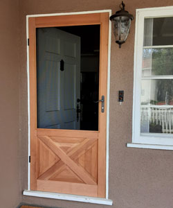 Model SD60 Wood Security Screen Door, in Mahogany