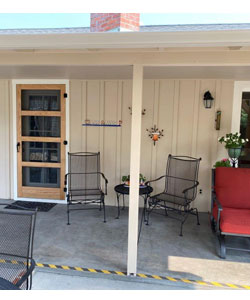 Model 410 Mid Century Modern Wood Screen Door in Oak Wood, Clear Finish.