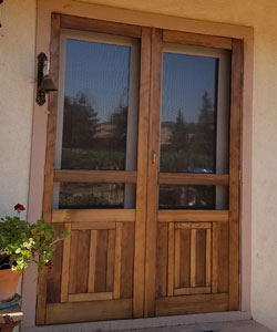 Dog Door Wood Scree Doors, Doug Fir, Stained.
